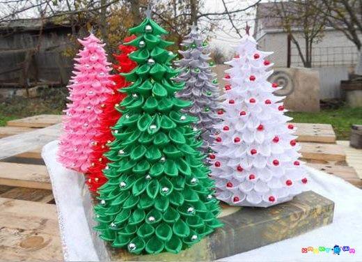 Новогодняя елка из сизаля и атласных лент своими руками